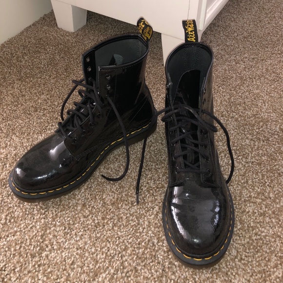 glossy black dr martens